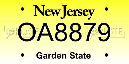 OA8879 New Jersey License Plate