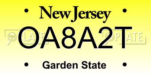 OA8A2T New Jersey License Plate