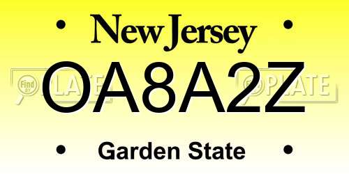 OA8A2Z New Jersey License Plate