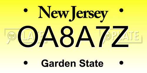 OA8A7Z New Jersey License Plate