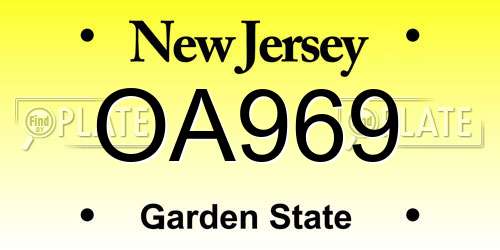 OA969 New Jersey License Plate