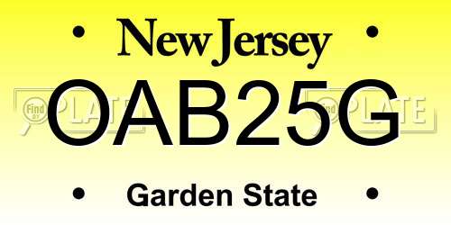 OAB25G New Jersey License Plate