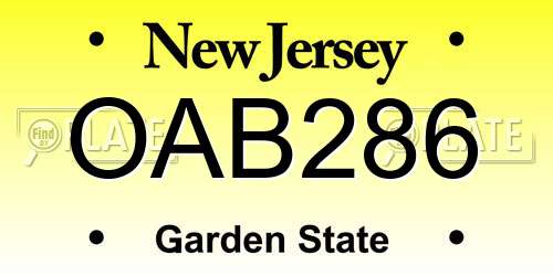OAB286 New Jersey License Plate