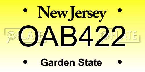 OAB422 New Jersey License Plate