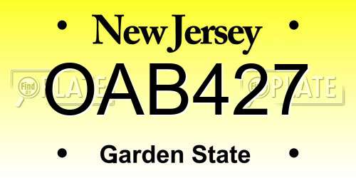 OAB427 New Jersey License Plate