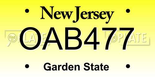 OAB477 New Jersey License Plate