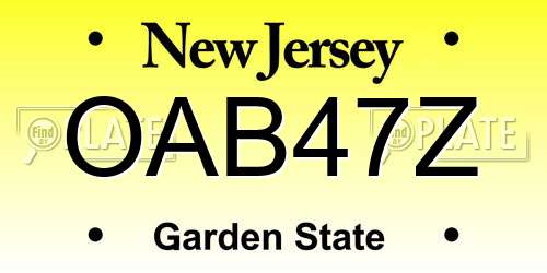 OAB47Z New Jersey License Plate
