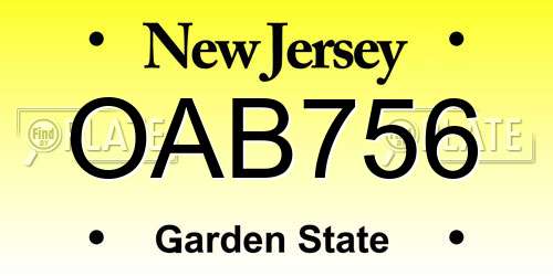 OAB756 New Jersey License Plate