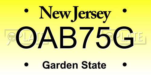 OAB75G New Jersey License Plate