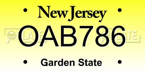 OAB786 New Jersey License Plate