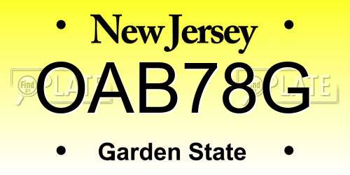OAB78G New Jersey License Plate