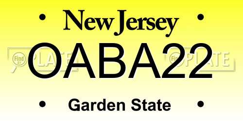 OABA22 New Jersey License Plate