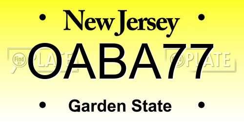 OABA77 New Jersey License Plate