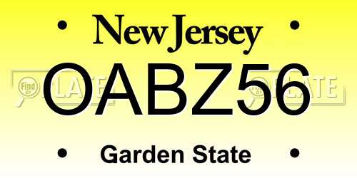 OABZ56 New Jersey License Plate