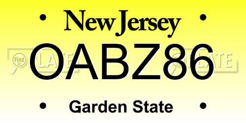OABZ86 New Jersey License Plate