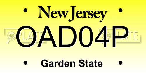OAD04P New Jersey License Plate
