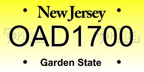 OAD1700 New Jersey License Plate