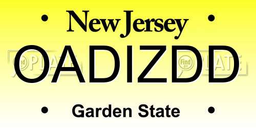 OADIZDD New Jersey License Plate