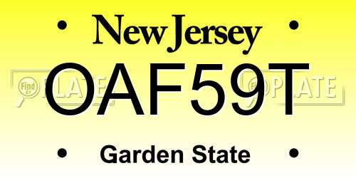 OAF59T New Jersey License Plate