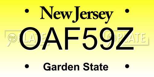 OAF59Z New Jersey License Plate