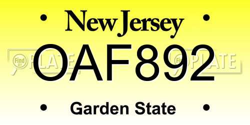 OAF892 New Jersey License Plate