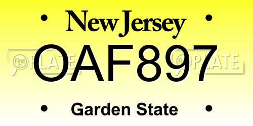 OAF897 New Jersey License Plate