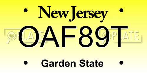 OAF89T New Jersey License Plate