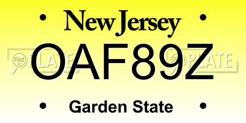 OAF89Z New Jersey License Plate