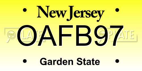 OAFB97 New Jersey License Plate