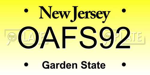 OAFS92 New Jersey License Plate