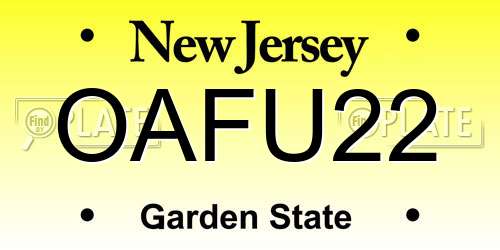 OAFU22 New Jersey License Plate