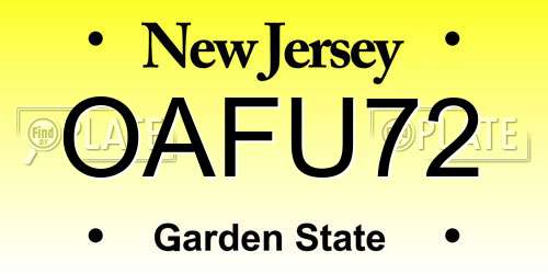 OAFU72 New Jersey License Plate