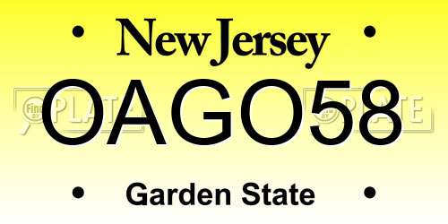 OAGO58 New Jersey License Plate