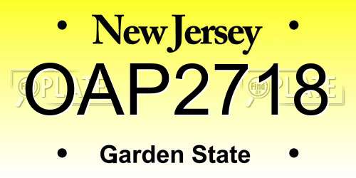 OAP2718 New Jersey License Plate