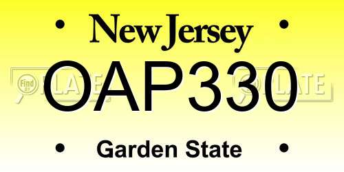 OAP330 New Jersey License Plate