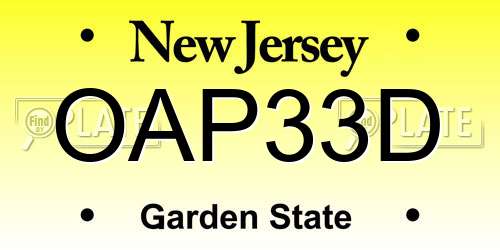 OAP33D New Jersey License Plate