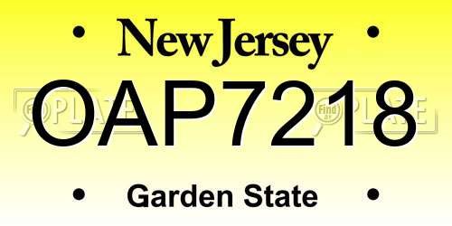OAP7218 New Jersey License Plate
