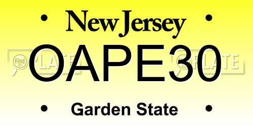OAPE30 New Jersey License Plate