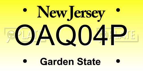 OAQ04P New Jersey License Plate
