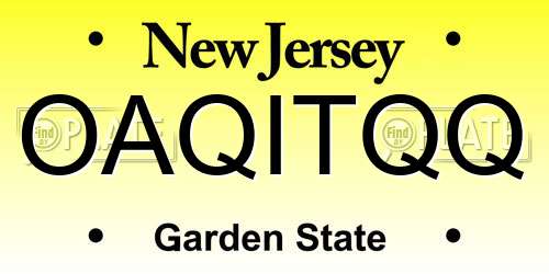 OAQITQQ New Jersey License Plate