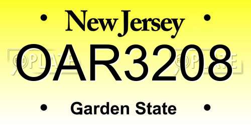 OAR3208 New Jersey License Plate