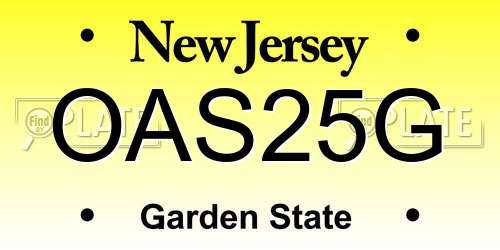 OAS25G New Jersey License Plate