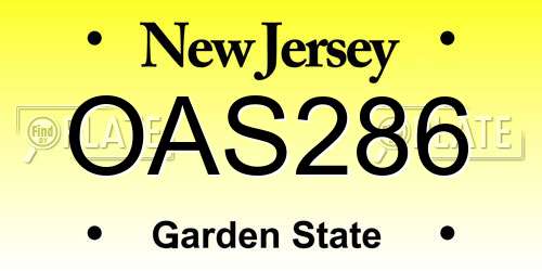 OAS286 New Jersey License Plate