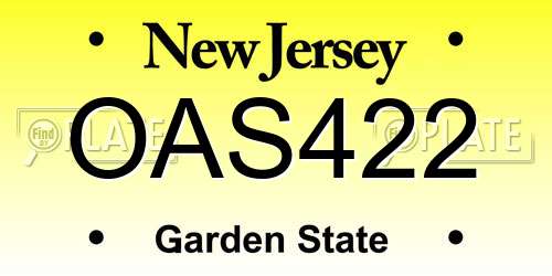 OAS422 New Jersey License Plate