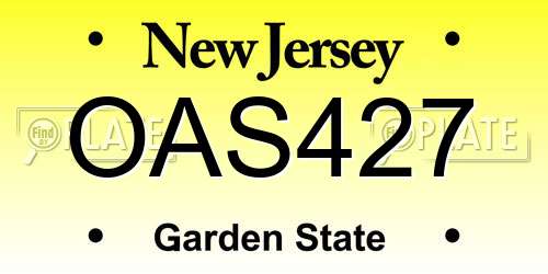OAS427 New Jersey License Plate