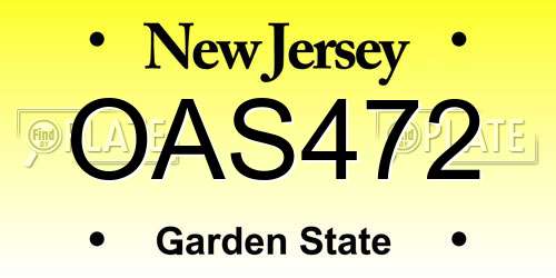OAS472 New Jersey License Plate