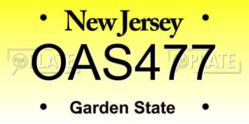 OAS477 New Jersey License Plate