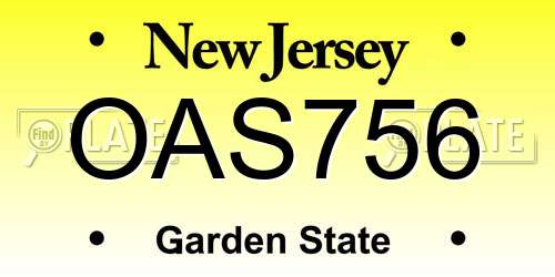 OAS756 New Jersey License Plate