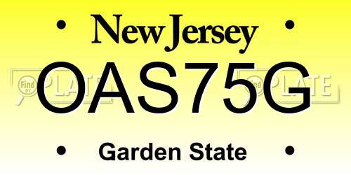 OAS75G New Jersey License Plate