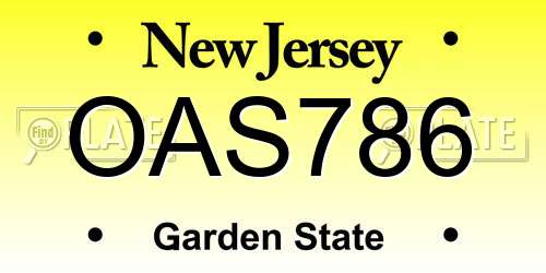 OAS786 New Jersey License Plate